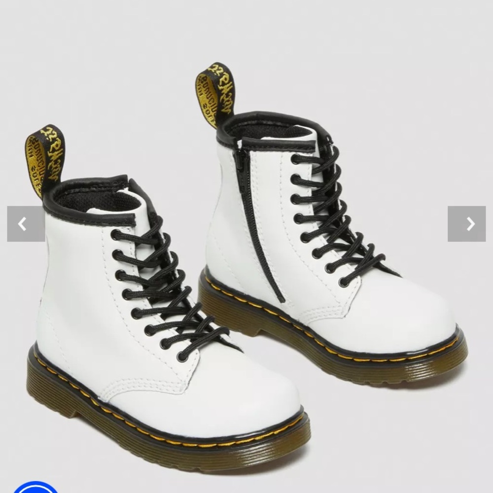 Dr. Martens Toddler White and Black Lace-Up Boots size 24 euro